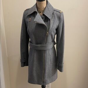 Michael Kors Charcoal Belted Pea Coat